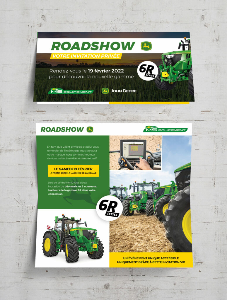 MS Equipement – Carte invitation VIP RoadShow John Deere 2022